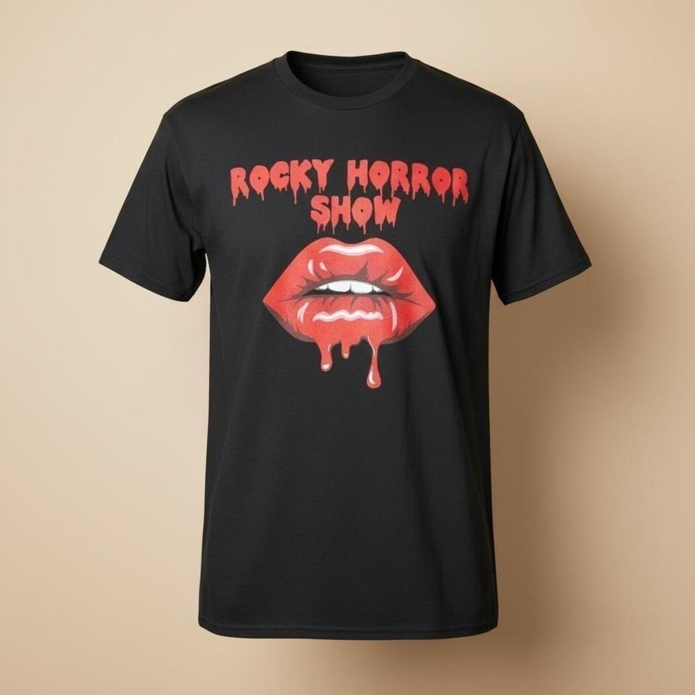 Rocky Horror Show Lips Graphic T-Shirt Black Cotton Size Large NWT
